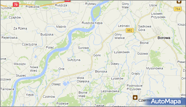 mapa Górki gmina Borowa, Górki gmina Borowa na mapie Targeo
