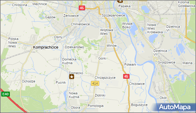 mapa Górki gmina Prószków, Górki gmina Prószków na mapie Targeo