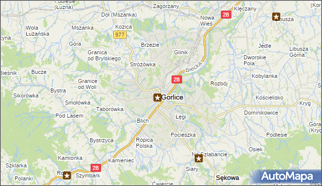 mapa Gorlic, Gorlice na mapie Targeo
