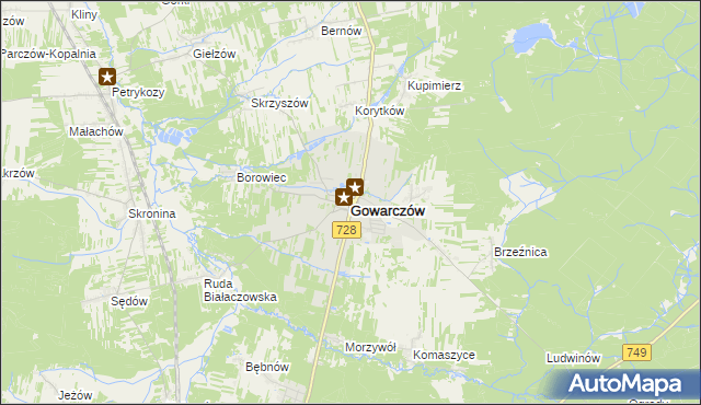 mapa Gowarczów, Gowarczów na mapie Targeo