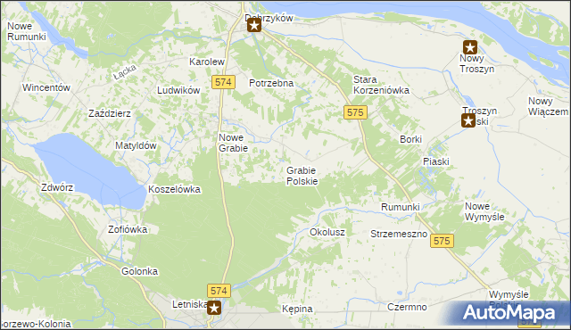 mapa Grabie Polskie, Grabie Polskie na mapie Targeo