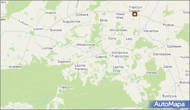 mapa Grabina gmina Zagórów, Grabina gmina Zagórów na mapie Targeo