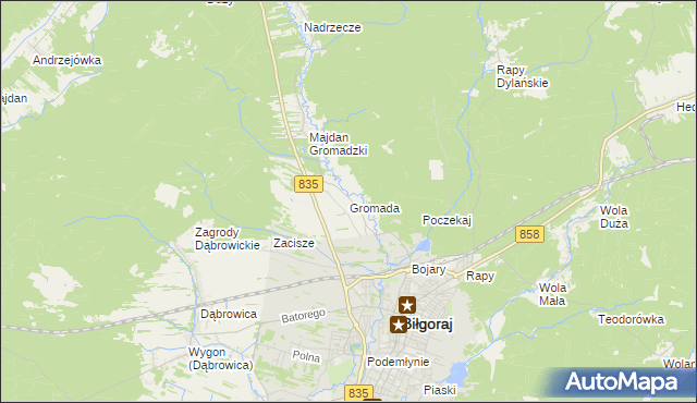 mapa Gromada gmina Biłgoraj, Gromada gmina Biłgoraj na mapie Targeo