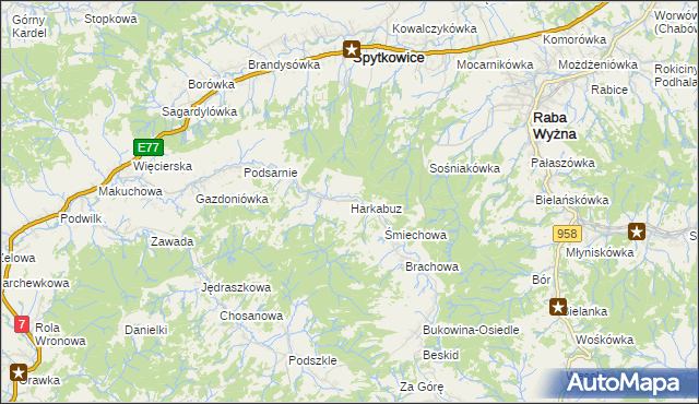 mapa Harkabuz, Harkabuz na mapie Targeo