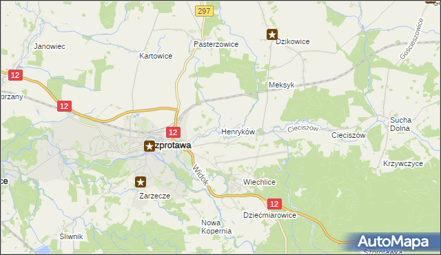 mapa Henryków gmina Szprotawa, Henryków gmina Szprotawa na mapie Targeo