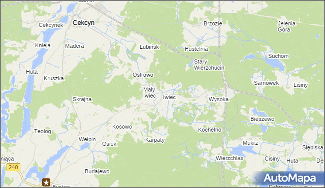 mapa Iwiec, Iwiec na mapie Targeo