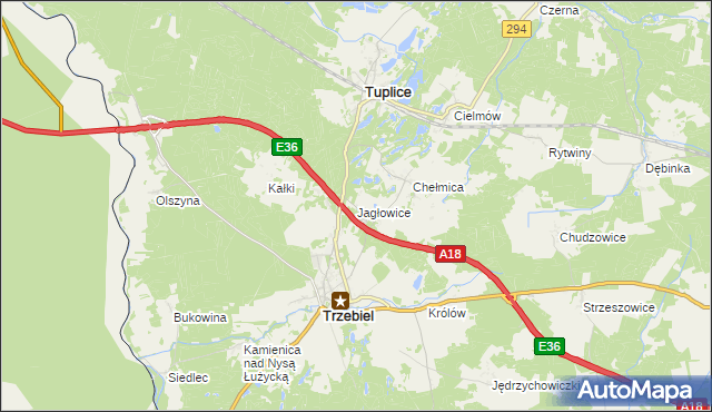 mapa Jagłowice, Jagłowice na mapie Targeo