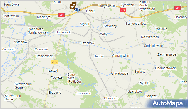 mapa Janów gmina Kije, Janów gmina Kije na mapie Targeo