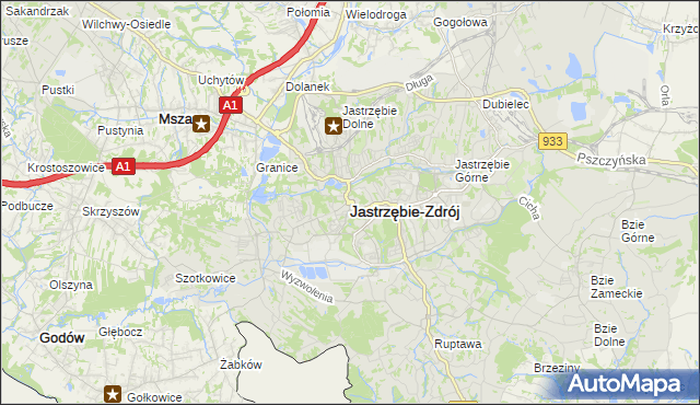 mapa Jastrzębie-Zdrój, Jastrzębie-Zdrój na mapie Targeo