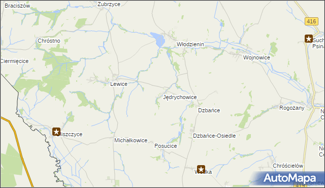 mapa Jędrychowice, Jędrychowice na mapie Targeo