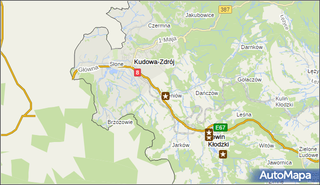 mapa Jeleniów gmina Lewin Kłodzki, Jeleniów gmina Lewin Kłodzki na mapie Targeo