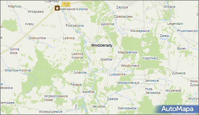 mapa Józefów gmina Wodzierady, Józefów gmina Wodzierady na mapie Targeo