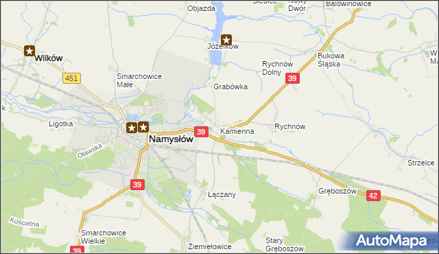 mapa Kamienna gmina Namysłów, Kamienna gmina Namysłów na mapie Targeo
