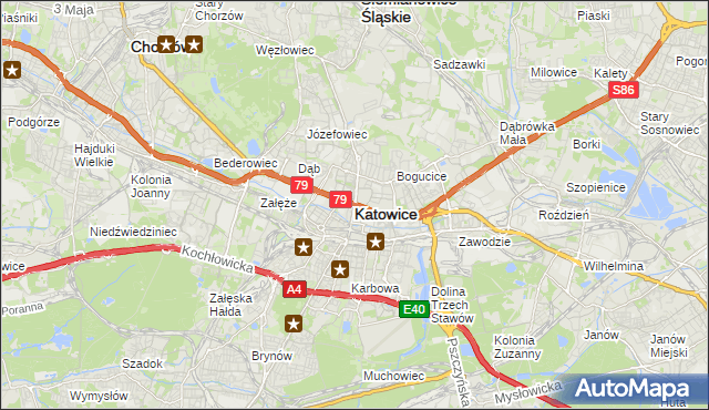 mapa Katowic, Katowice na mapie Targeo