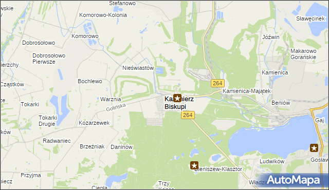 mapa Kazimierz Biskupi, Kazimierz Biskupi na mapie Targeo