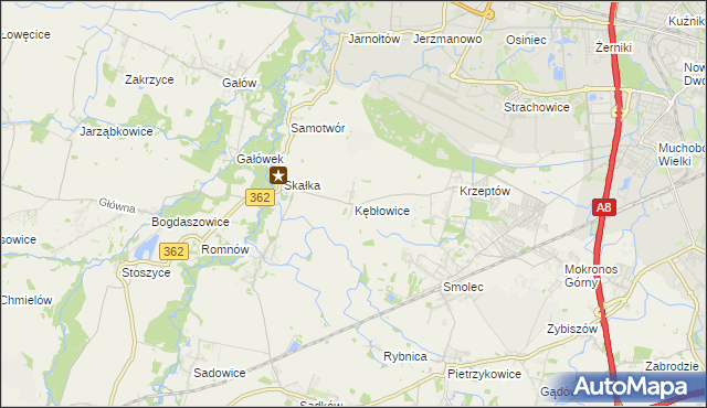 mapa Kębłowice gmina Kąty Wrocławskie, Kębłowice gmina Kąty Wrocławskie na mapie Targeo