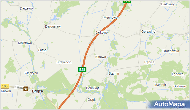 mapa Kinowo, Kinowo na mapie Targeo