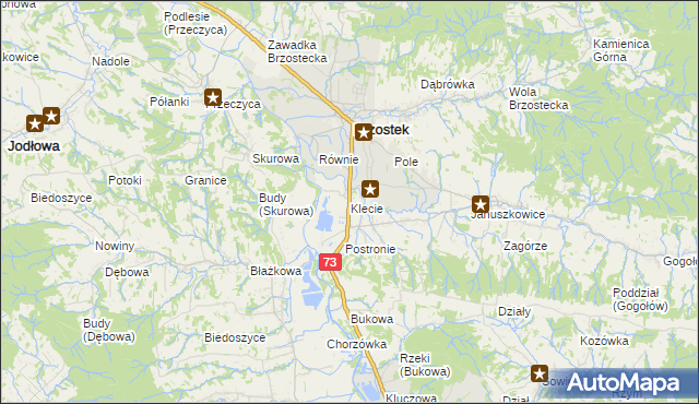 mapa Klecie gmina Brzostek, Klecie gmina Brzostek na mapie Targeo