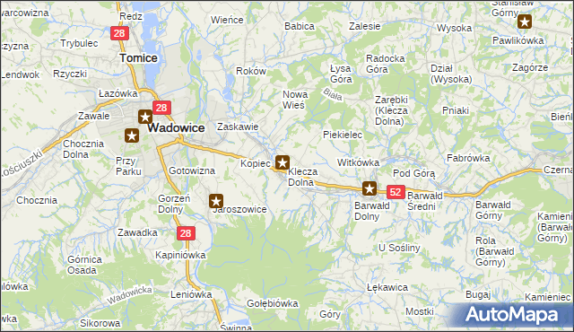 mapa Klecza Dolna, Klecza Dolna na mapie Targeo
