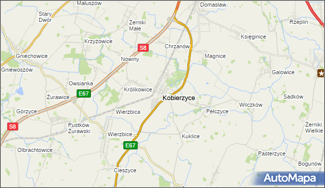 mapa Kobierzyce, Kobierzyce na mapie Targeo