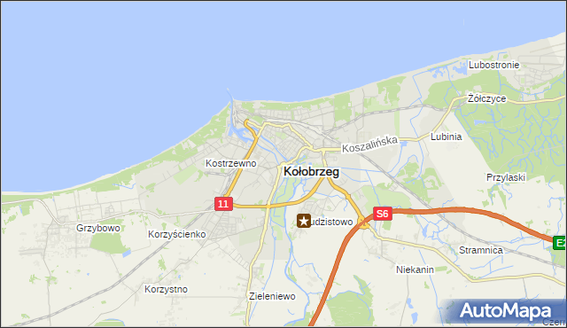 mapa Kołobrzegu, Kołobrzeg na mapie Targeo