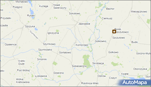 mapa Komorowo gmina Bartniczka, Komorowo gmina Bartniczka na mapie Targeo