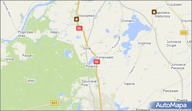 mapa Koniecwałd, Koniecwałd na mapie Targeo