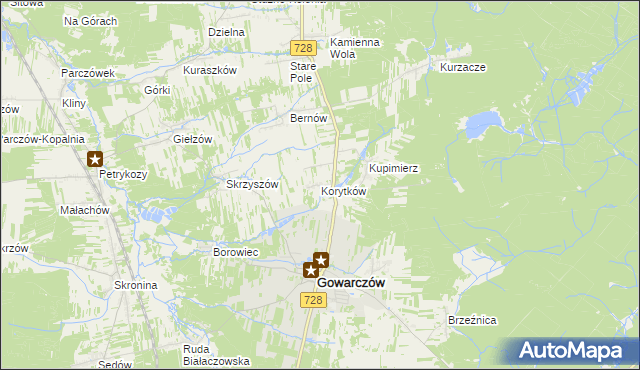 mapa Korytków gmina Gowarczów, Korytków gmina Gowarczów na mapie Targeo