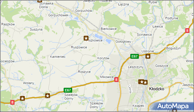 mapa Korytów gmina Kłodzko, Korytów gmina Kłodzko na mapie Targeo