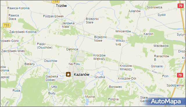 mapa Kroczów Większy, Kroczów Większy na mapie Targeo