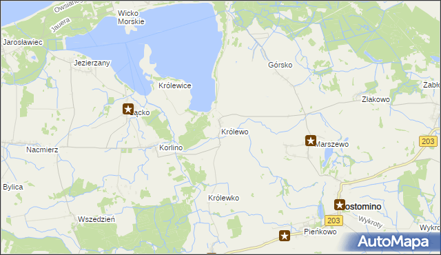 mapa Królewo gmina Postomino, Królewo gmina Postomino na mapie Targeo