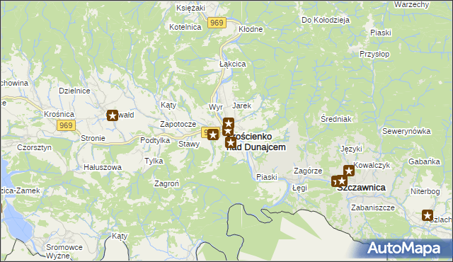 mapa Krościenko nad Dunajcem, Krościenko nad Dunajcem na mapie Targeo