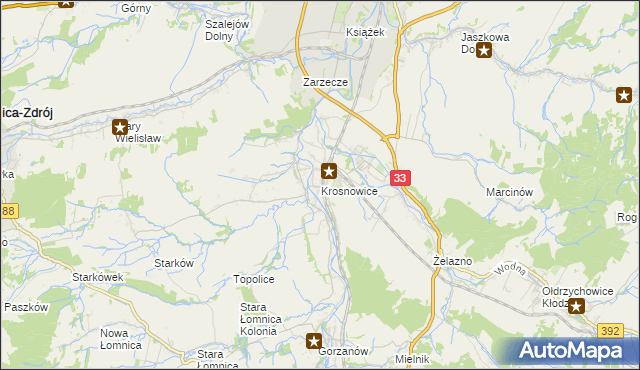 mapa Krosnowice, Krosnowice na mapie Targeo