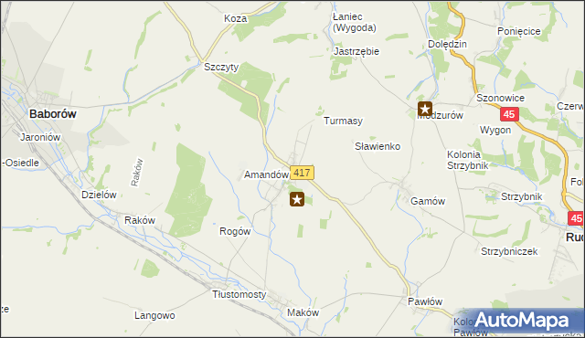 mapa Krowiarki, Krowiarki na mapie Targeo