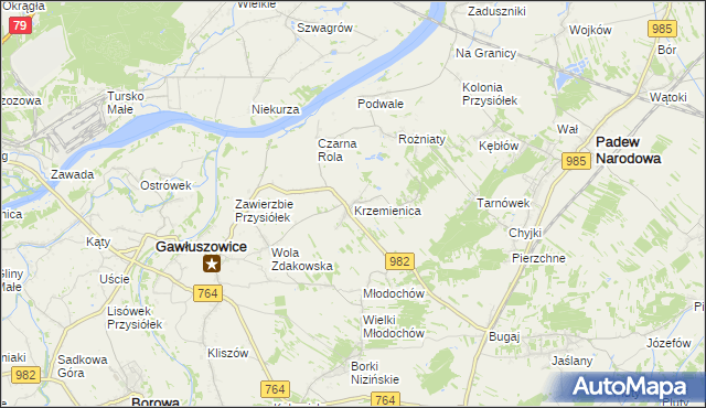 mapa Krzemienica gmina Gawłuszowice, Krzemienica gmina Gawłuszowice na mapie Targeo