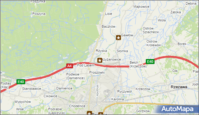mapa Krzyżanowice gmina Bochnia, Krzyżanowice gmina Bochnia na mapie Targeo