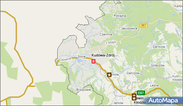 mapa Kudowa-Zdrój, Kudowa-Zdrój na mapie Targeo