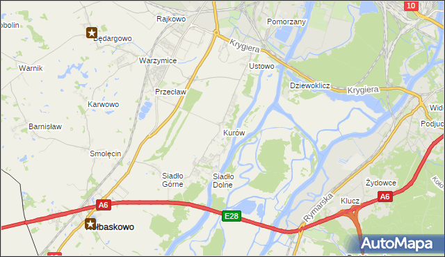 mapa Kurów gmina Kołbaskowo, Kurów gmina Kołbaskowo na mapie Targeo