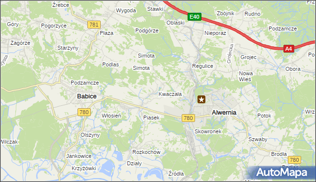 mapa Kwaczała, Kwaczała na mapie Targeo