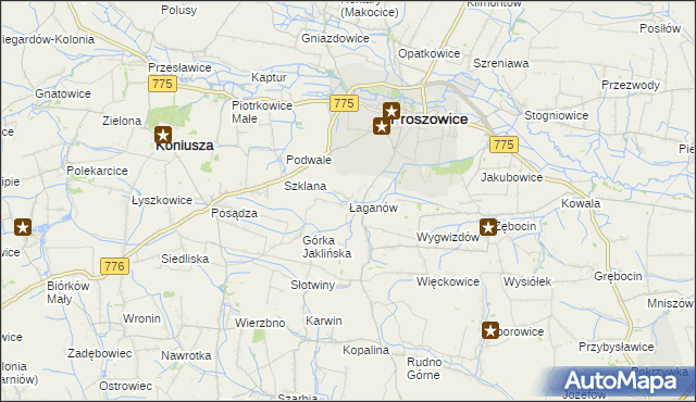 mapa Łaganów, Łaganów na mapie Targeo