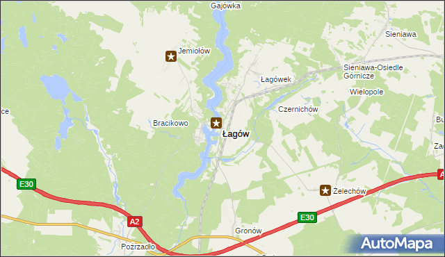 mapa Łagów powiat świebodziński, Łagów powiat świebodziński na mapie Targeo