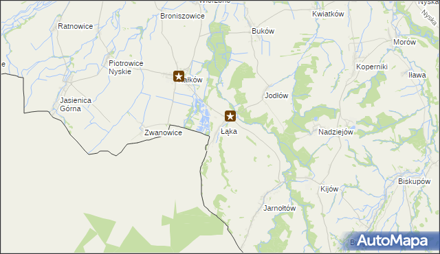 mapa Łąka gmina Otmuchów, Łąka gmina Otmuchów na mapie Targeo