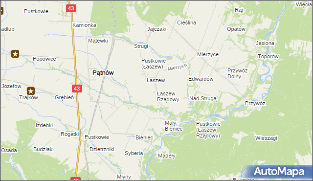 mapa Łaszew Rządowy, Łaszew Rządowy na mapie Targeo