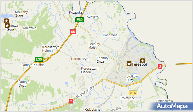 mapa Lechuty Duże, Lechuty Duże na mapie Targeo