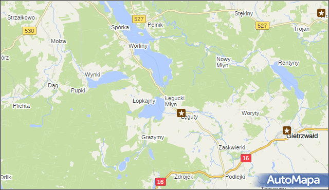 mapa Łęgucki Młyn, Łęgucki Młyn na mapie Targeo