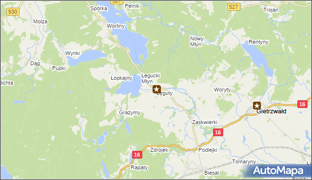 mapa Łęguty, Łęguty na mapie Targeo
