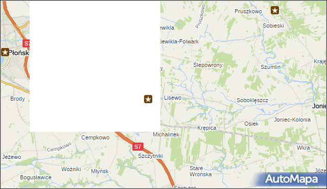 mapa Lisewo gmina Płońsk, Lisewo gmina Płońsk na mapie Targeo
