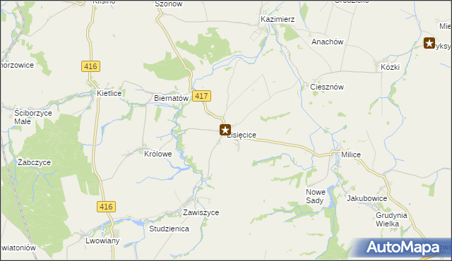 mapa Lisięcice, Lisięcice na mapie Targeo