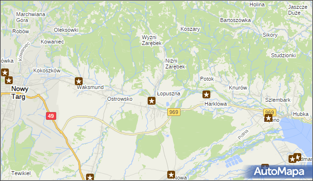 mapa Łopuszna, Łopuszna na mapie Targeo
