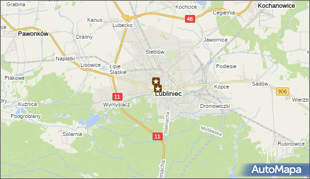 mapa Lubliniec, Lubliniec na mapie Targeo